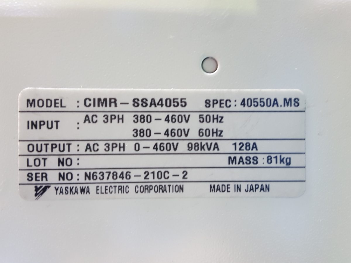 Yaskawa / Varispeed 686SS5 Inverter CIMR-SSA4055 400V 55kW 画像4