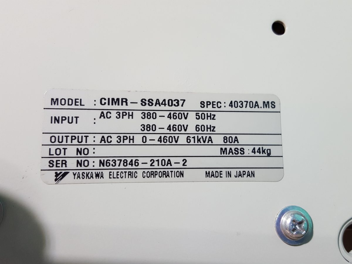 Yaskawa / Varispeed 686SS5 Inverter CIMR-SSA4037 400V 37kW 画像4