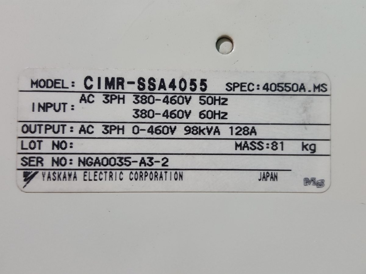 Yaskawa / Varispeed 686SS5 Inverter CIMR-SSA4055 400V 55kW 画像3