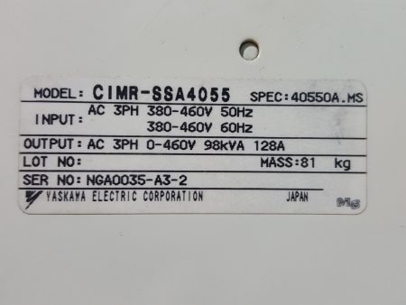 Yaskawa / Varispeed 686SS5 Inverter CIMR-SSA4055 400V 55kW リスト3