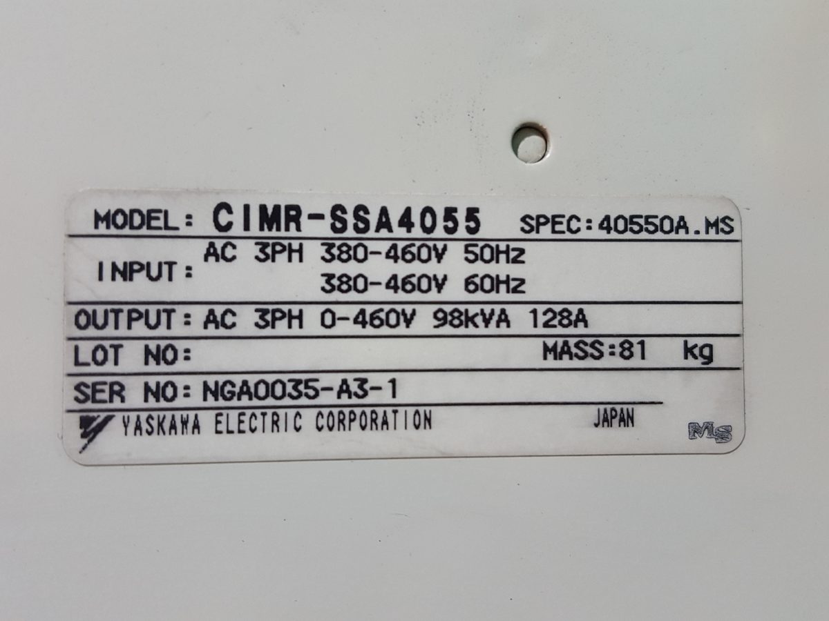 Yaskawa / Varispeed 686SS5 Inverter CIMR-SSA4055 400V 55kW 画像3