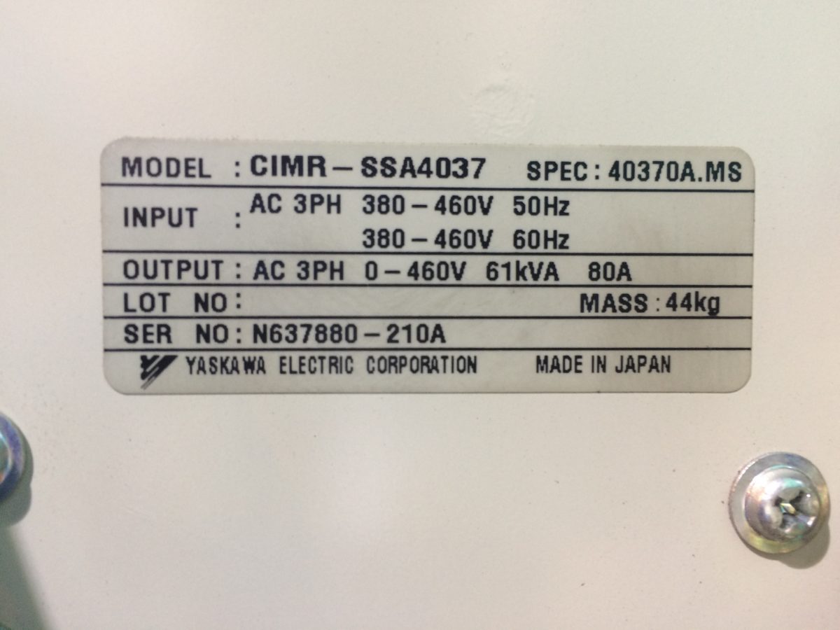 Yaskawa / Varispeed 686SS5 Inverter CIMR-SSA4037 400V 37kW 画像2