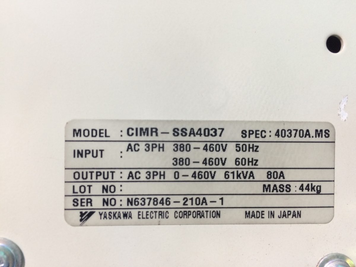 Yaskawa / Varispeed 686SS5 Inverter CIMR-SSA4037 400V 37kW 画像3