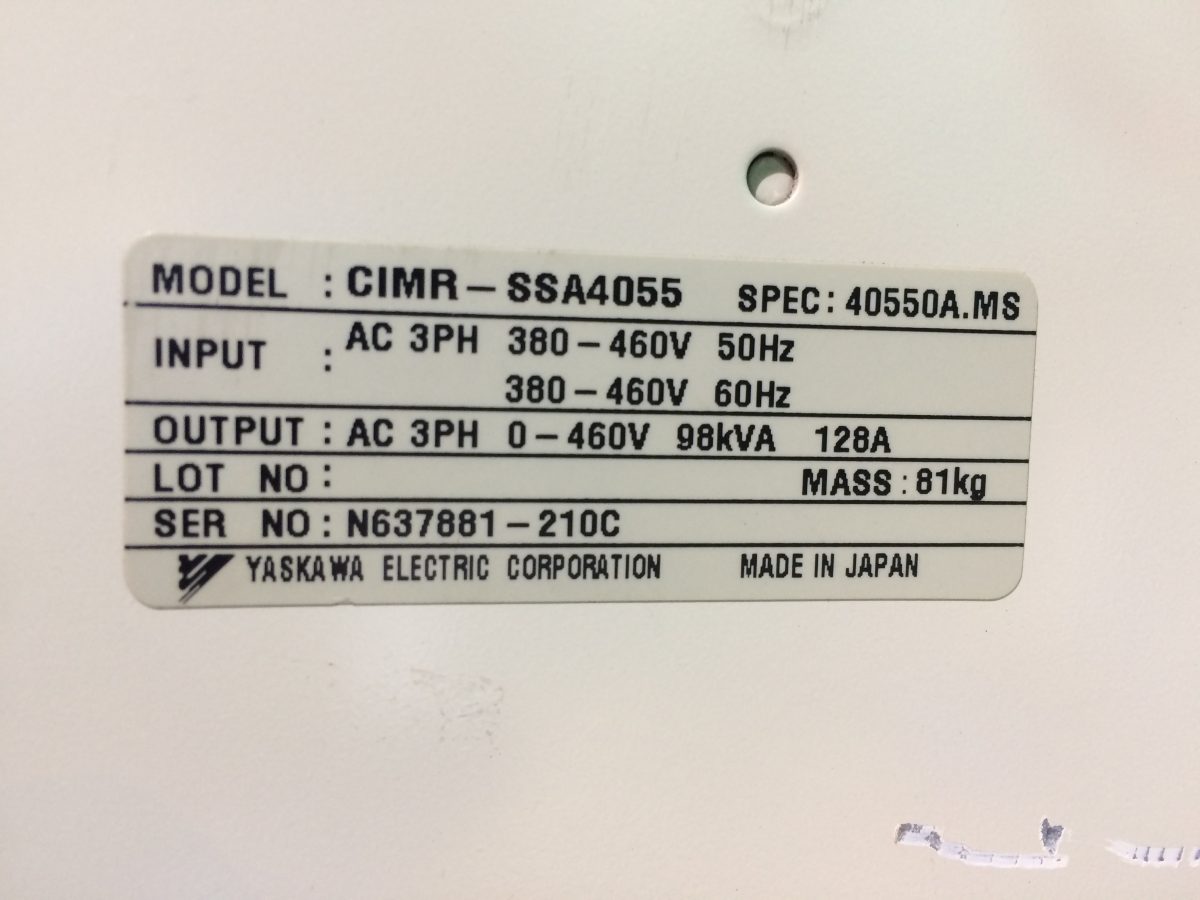 Yaskawa / Varispeed 686SS5 Inverter CIMR-SSA4055 400V 55kW 画像2