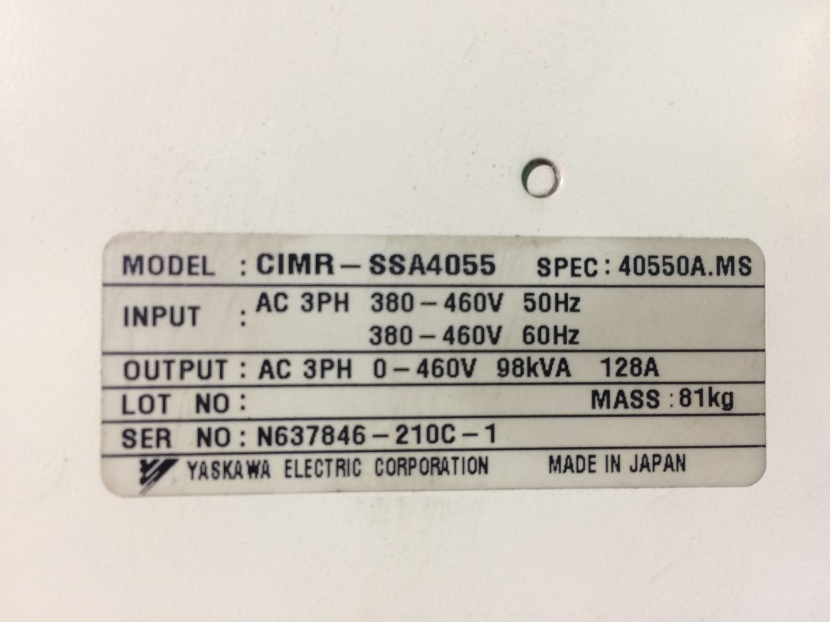 Yaskawa / Varispeed 686SS5 Inverter CIMR-SSA4055 400V 55kW 画像3