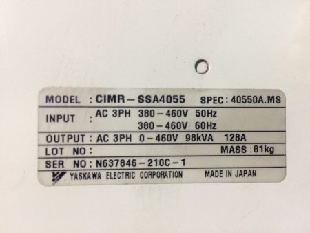 Yaskawa / Varispeed 686SS5 Inverter CIMR-SSA4055 400V 55kW リスト3