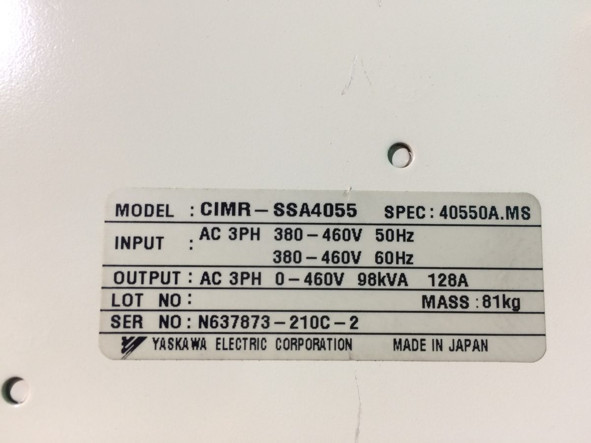 Yaskawa / Varispeed 686SS5 Inverter CIMR-SSA4055 400V 55kW 画像3