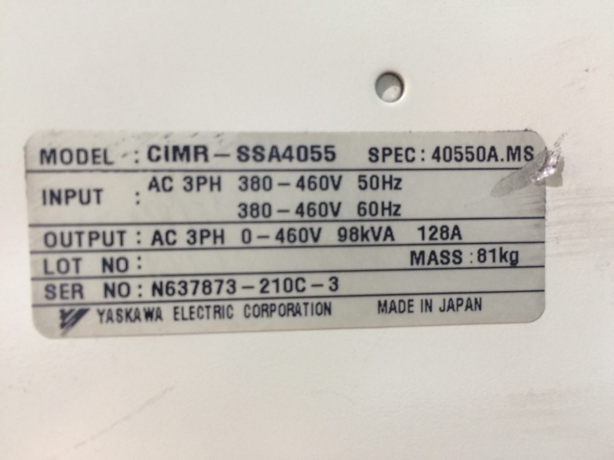 Yaskawa / Varispeed 686SS5 Inverter CIMR-SSA4055 400V 55kW 画像4