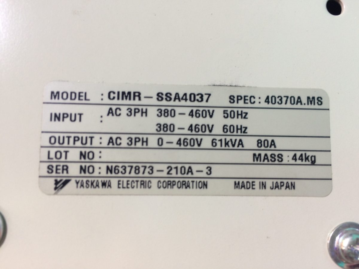 Yaskawa / Varispeed 686SS5 Inverter CIMR-SSA4037 400V 37kW 画像4