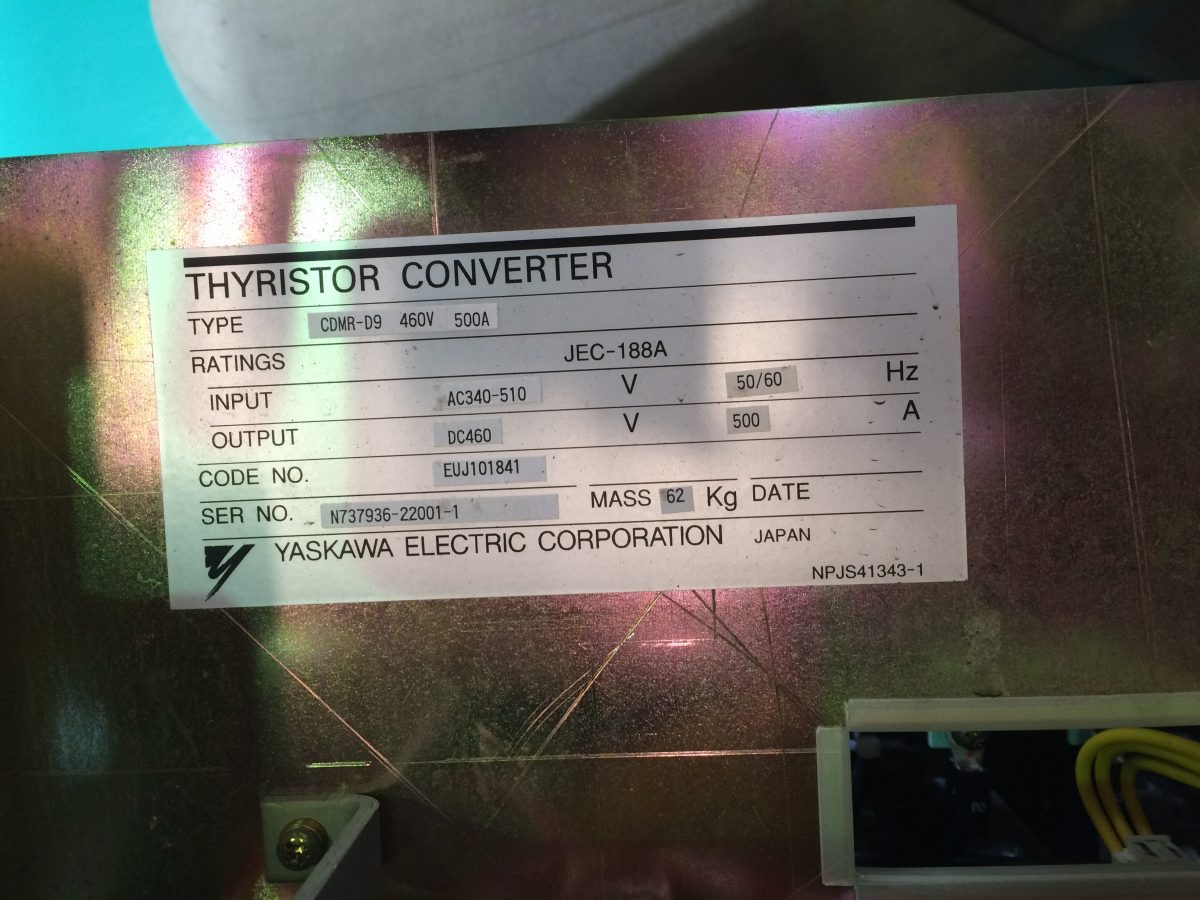 Yaskawa / VS-590 Thyristor converter CDMR-D9  460V 500A 画像3