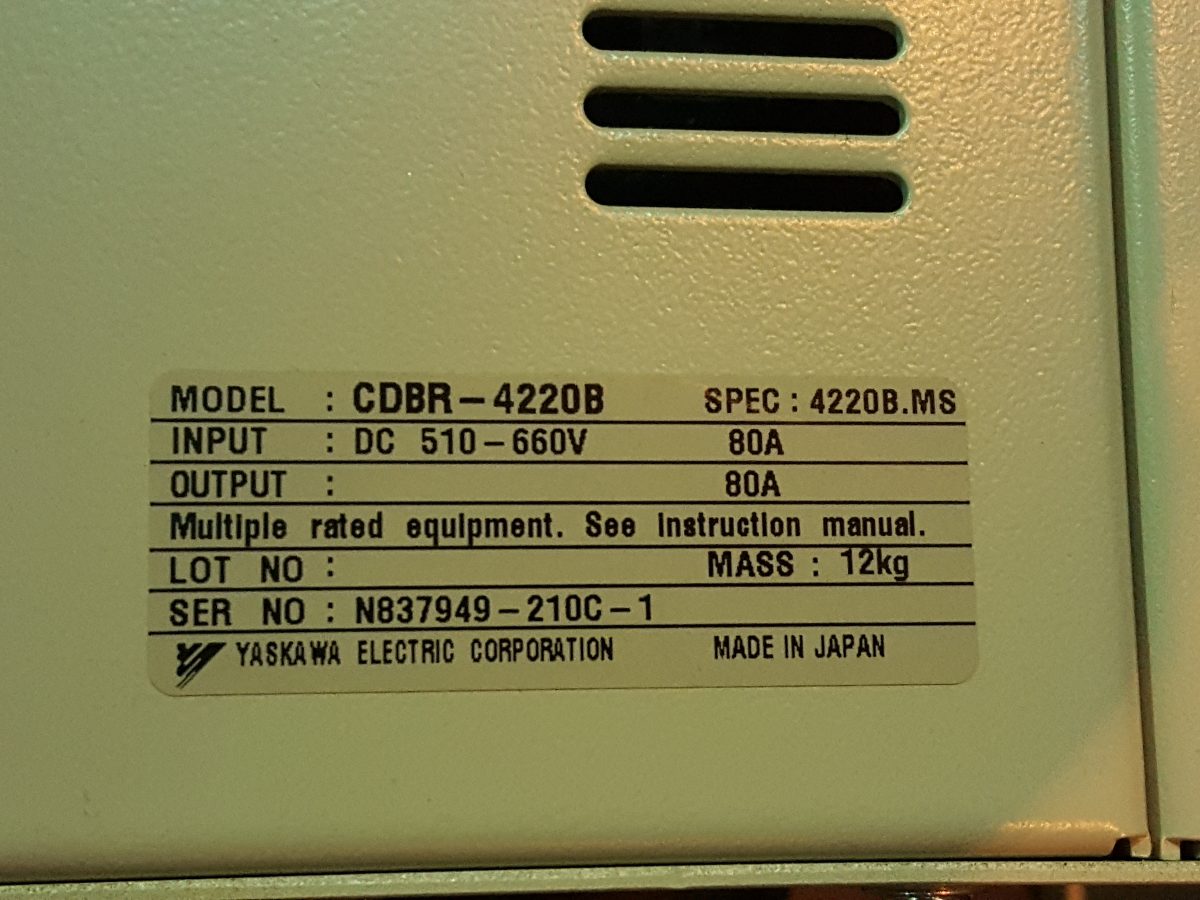 Yaskawa / DB unit CDBR-4220B 400V for 220kW 画像4